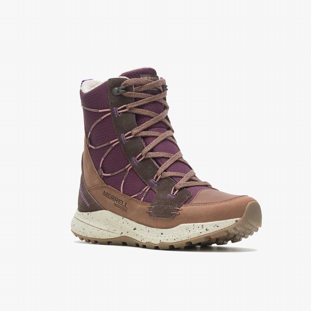 Women's Merrell Bravada 2 Thermo Mid Waterproof Hiking Boots Purple / Brown Outlet | GILYB-1634