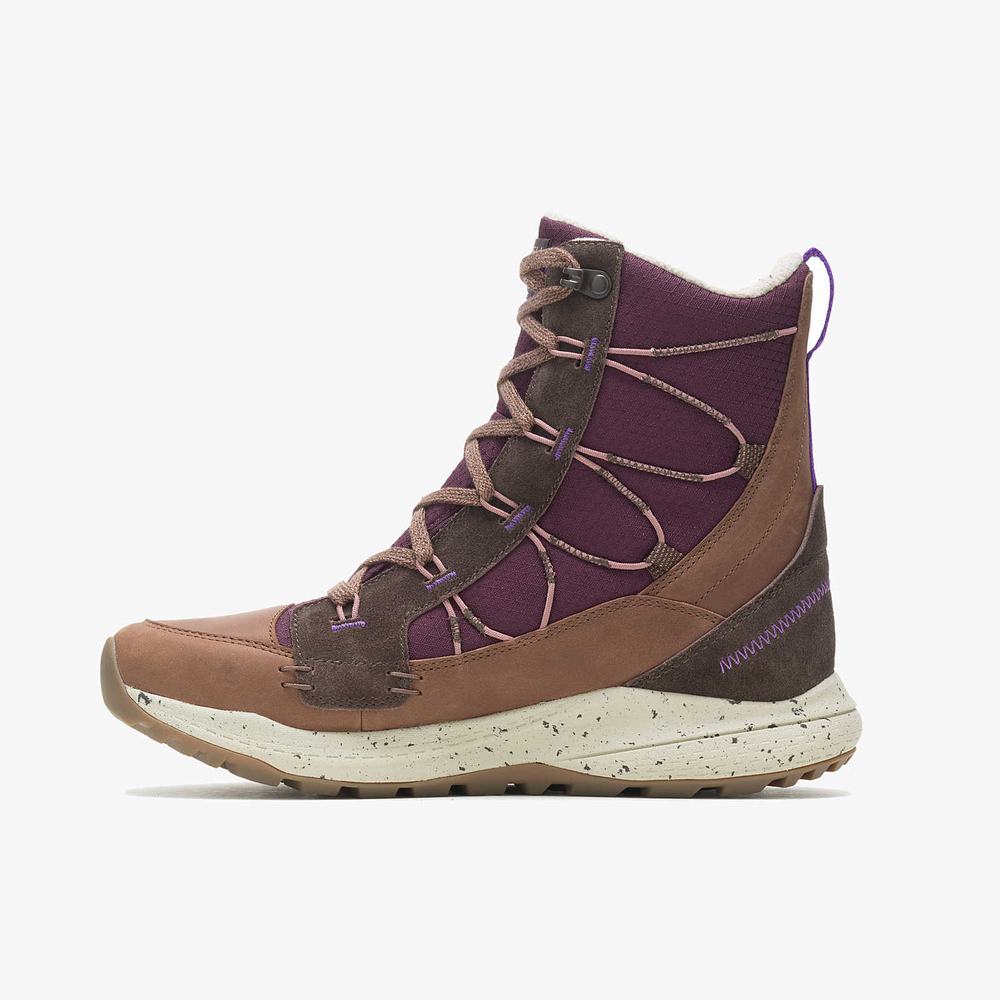 Women's Merrell Bravada 2 Thermo Mid Waterproof Hiking Boots Purple / Brown Outlet | GILYB-1634