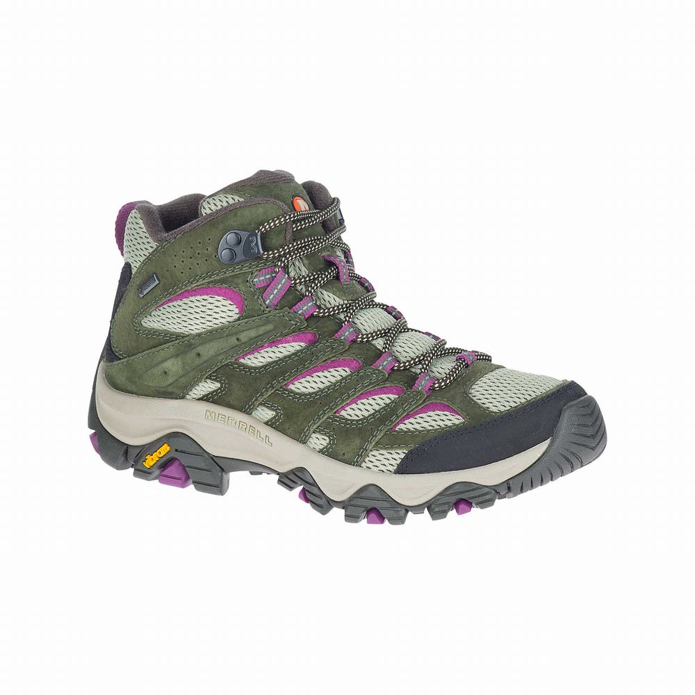 Women's Merrell Moab 3 Mid GORE-TEX® Hiking Boots Olive Outlet | HEQPA-1403