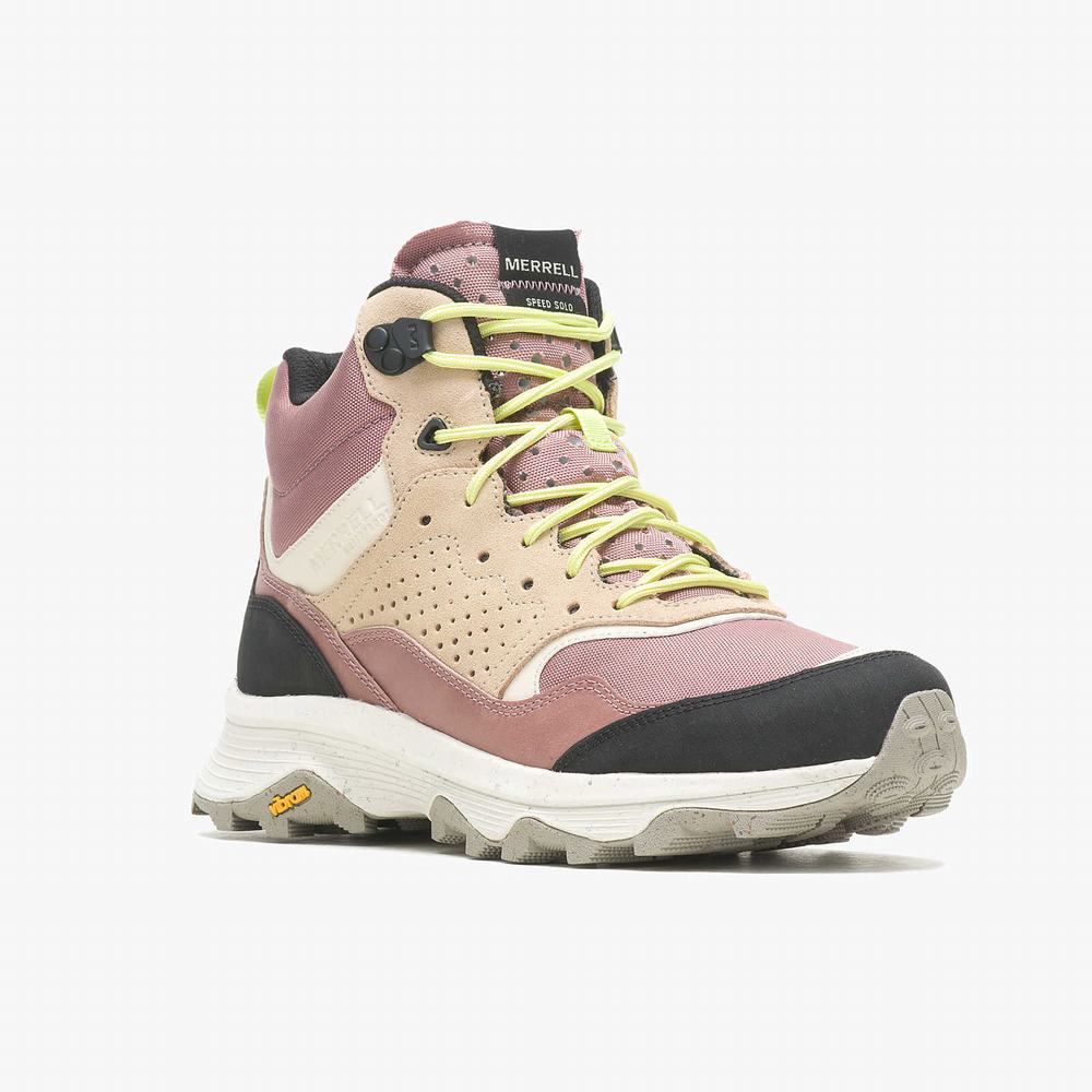 Women's Merrell Speed Solo Mid Waterproof Hiking Boots Pink Outlet | KCYPE-4375